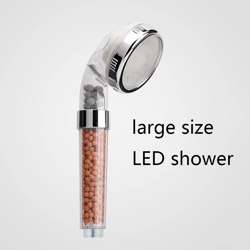 large size shower VEHHE светодиодный регулятор температуры воды душевая головка RGB светильник высокого давления спа Ванная комната Душ Анионный фильтр шар экономия воды - Цвет: large size shower