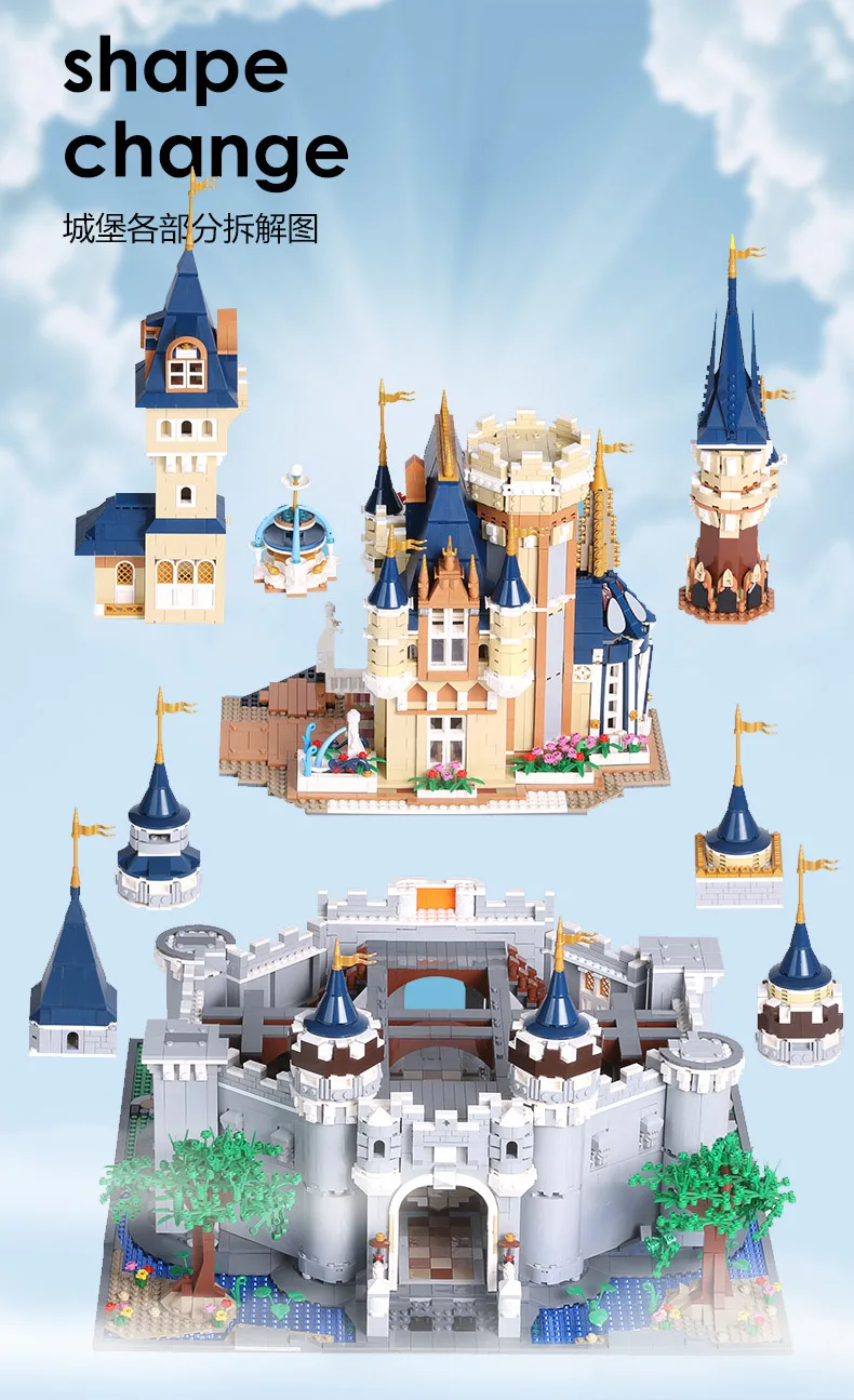 

Mould King Building Blocks The MOC Princess Castle Model sets Assemble bricks Kids Educational DIY Toys Christmas Birthday Gifts