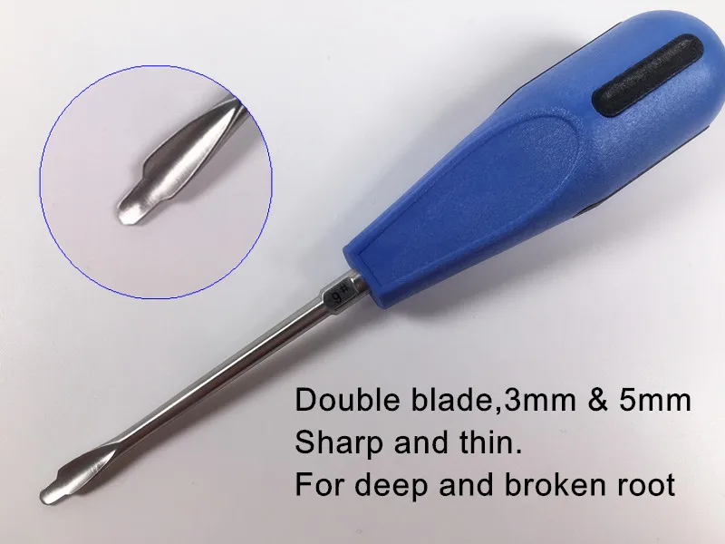

NO.9 Dental Curved Head Elevator Extracting Extraction 9# 3mm/5mm Deep Root Cutting