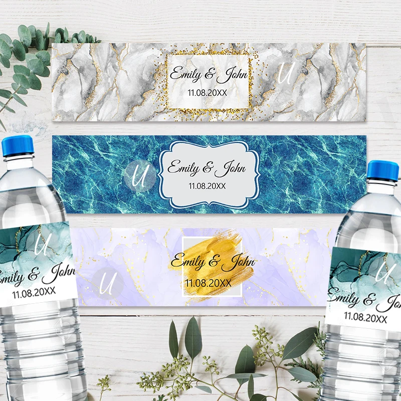 

30pcs Marble Theme Custom Personalise Water Bottle Labels Stickers Wedding Birthday Baptism Bar Mitzvah Customize Stickers