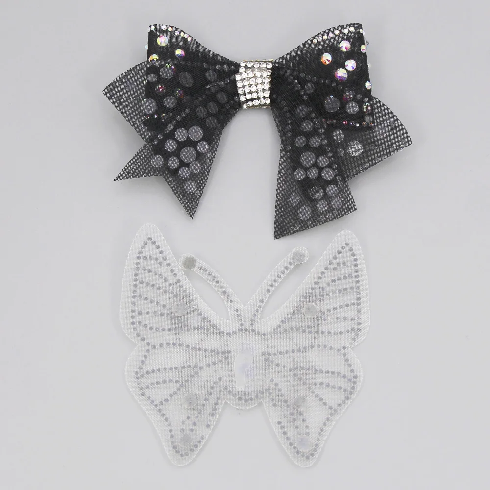 Банты/стразы бабочки Аппликации кристаллы AB белые/черные патчи с плоской задней