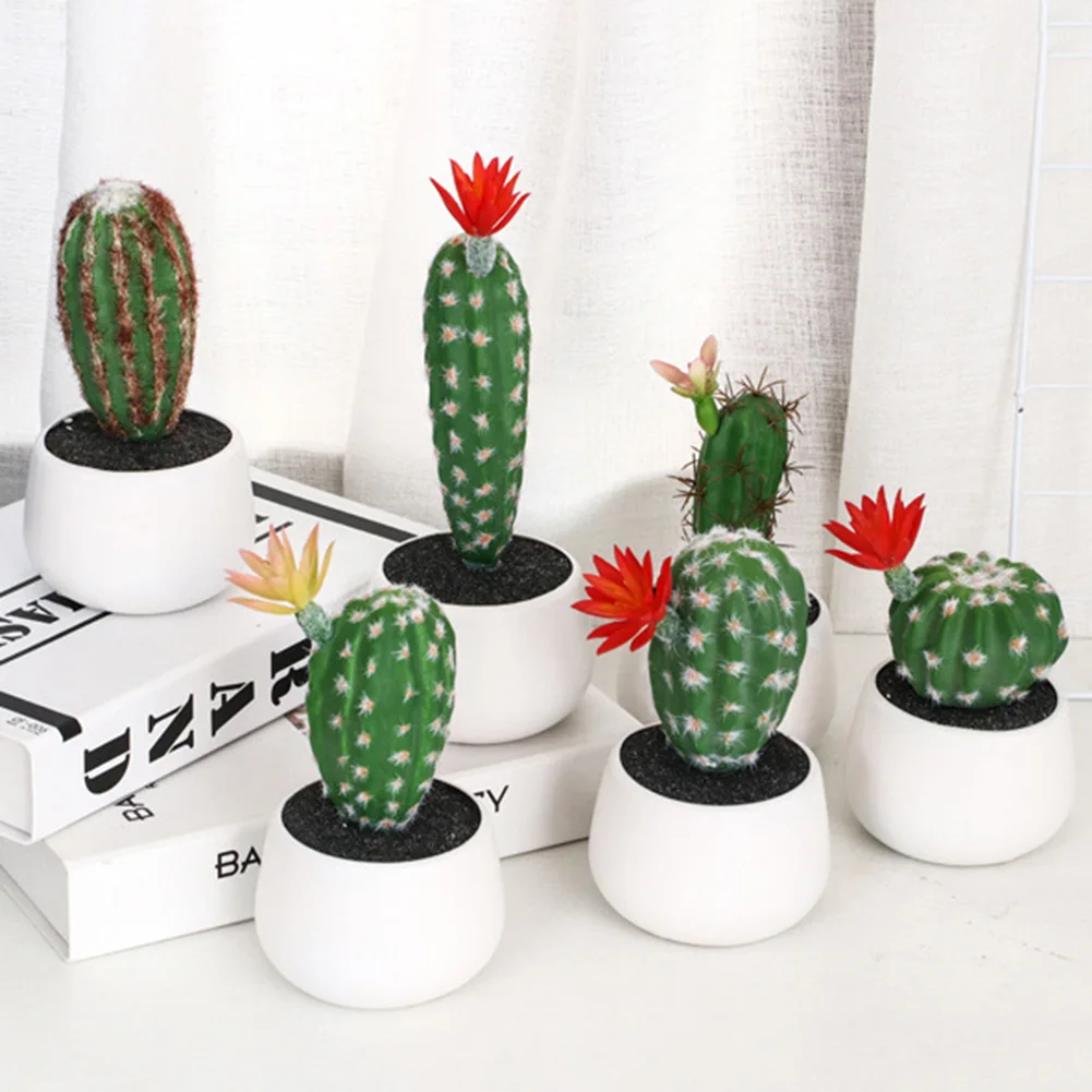Дешевые кактус бонсай суккулент поддельные горшках для струйного принтера desk