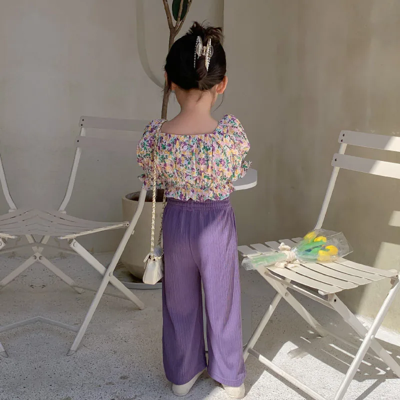 Одежда для девочек летняя спортивная футболка отдыха из двух предметов с милым