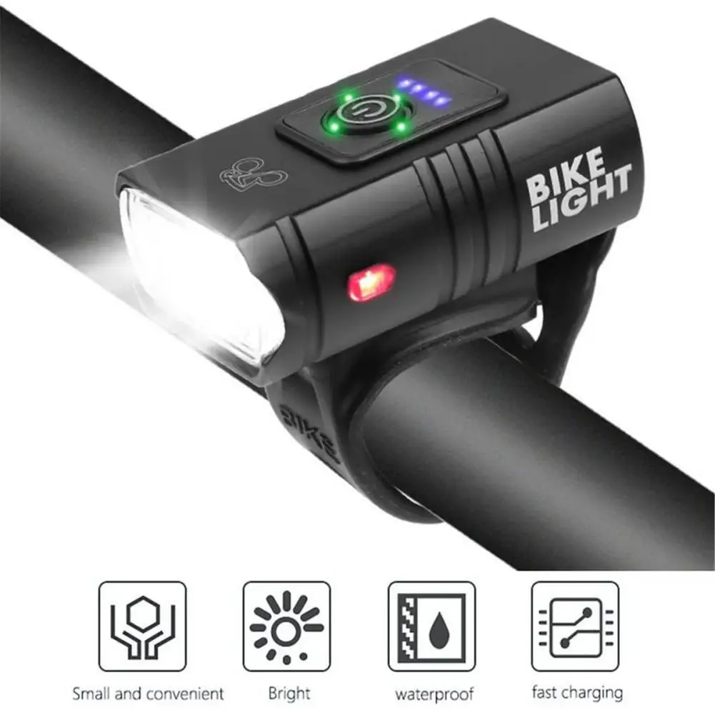 

USB Charging Bike Warning Lights Aluminum Alloy High Brightness Waterproof Anti-Fall Bicycle Front Lamp Cycling Equipment