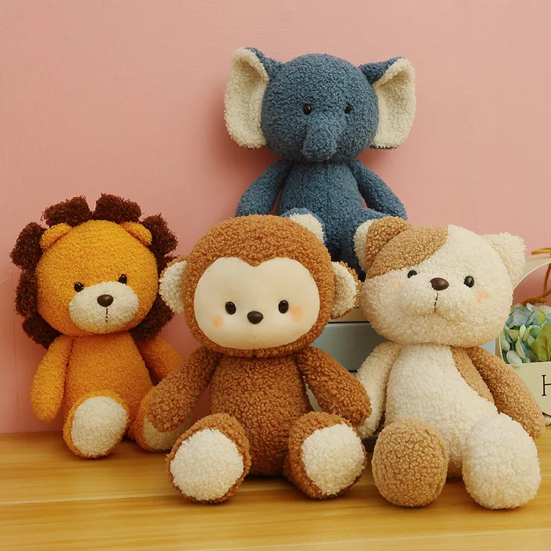 

35cm Cute Lovely Stuffed Animals Plush Toy Elephant Lion Cat Monkey Dog Plush Animal Toy For Children'S Soft Toys Birthday Gifts