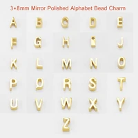 stainless steel letter a z alphabet charms small hole letters bead for diy initial necklace bracelets mirror polish 5pcs