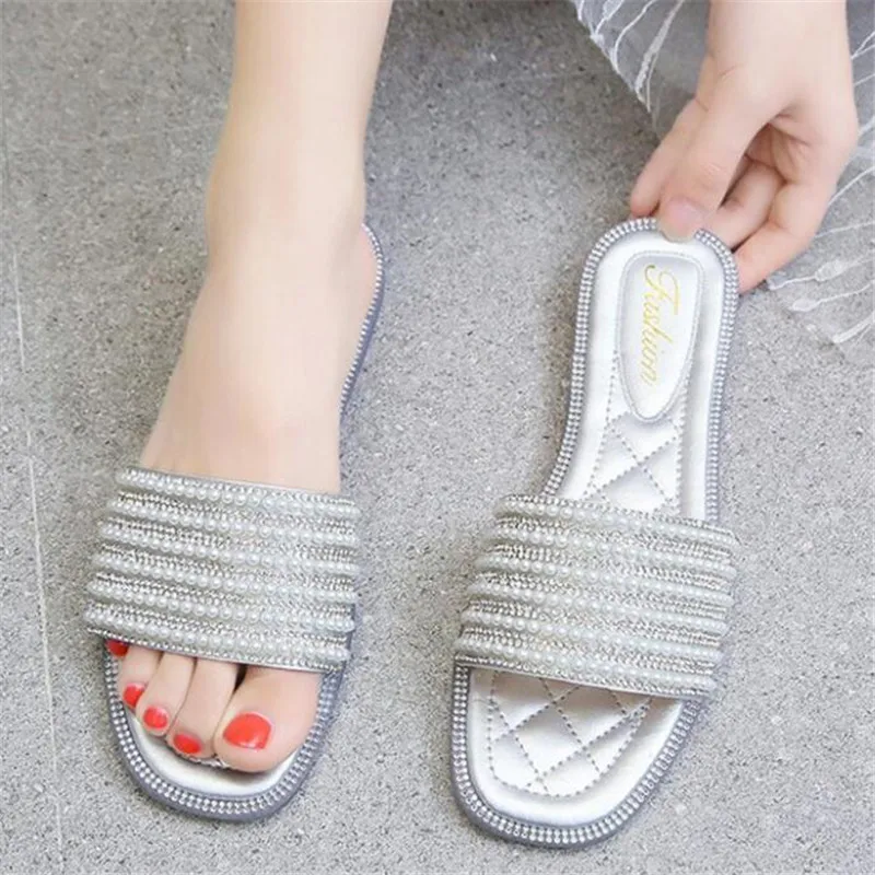

Rhinestone large size women's slippers summer new womens sandals casual fashion platform slippers women shoes slides beach shoes