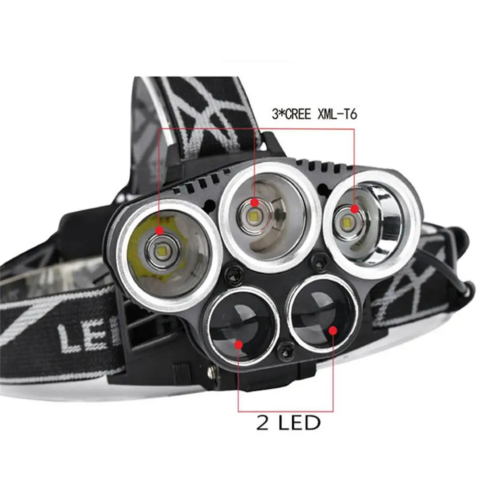 3000лм супер яркий головной светильник USB Перезаряжаемый 5 светодиодный фонарь для
