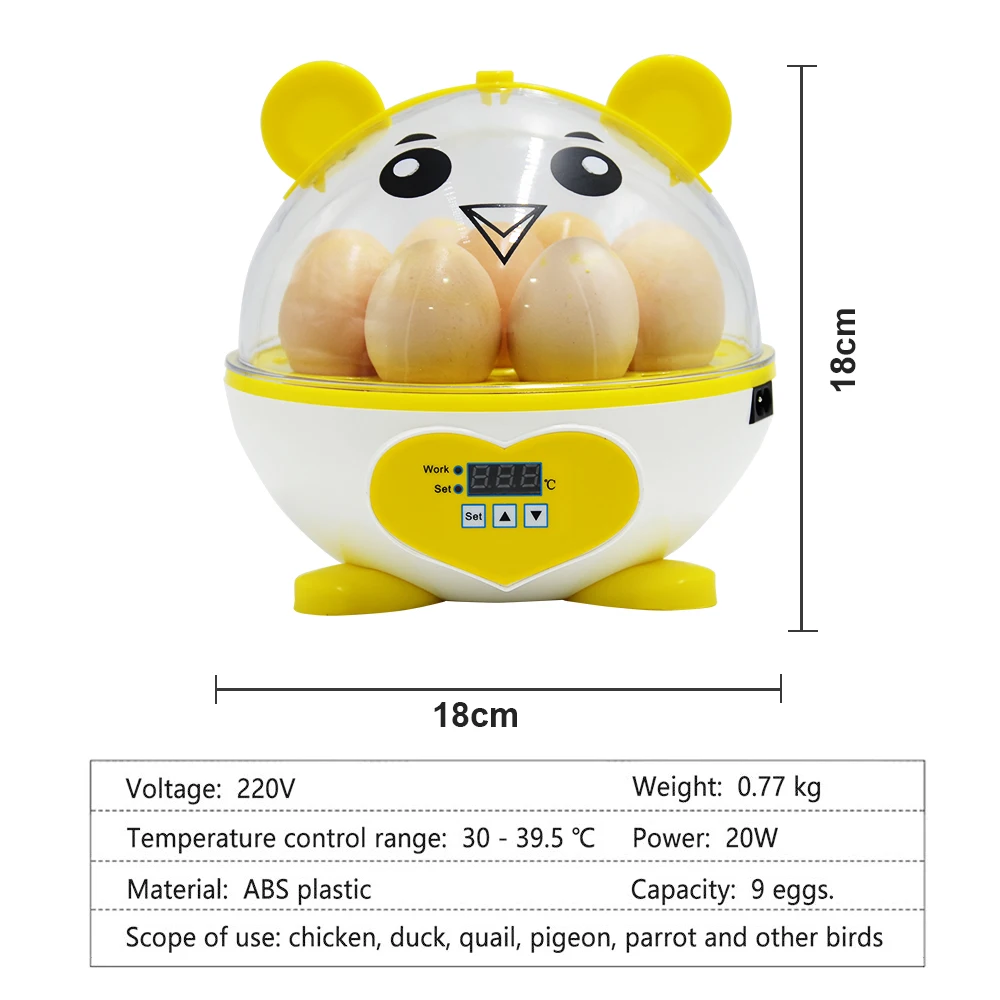 

Home Use Digital Mini Egg Hatching 9 Eggs Incubator Automatic Temperature Control Hatcher For Chickens Ducks Birds