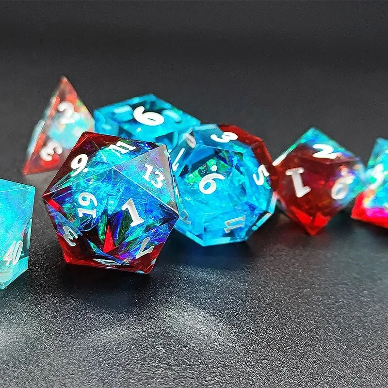 Haxtec-Juego de dados de l&aacute;mina dorada DND, dados poli&eacute;dricos de resina para mazmorras y dragones, RPG D & D Pathfinder-1