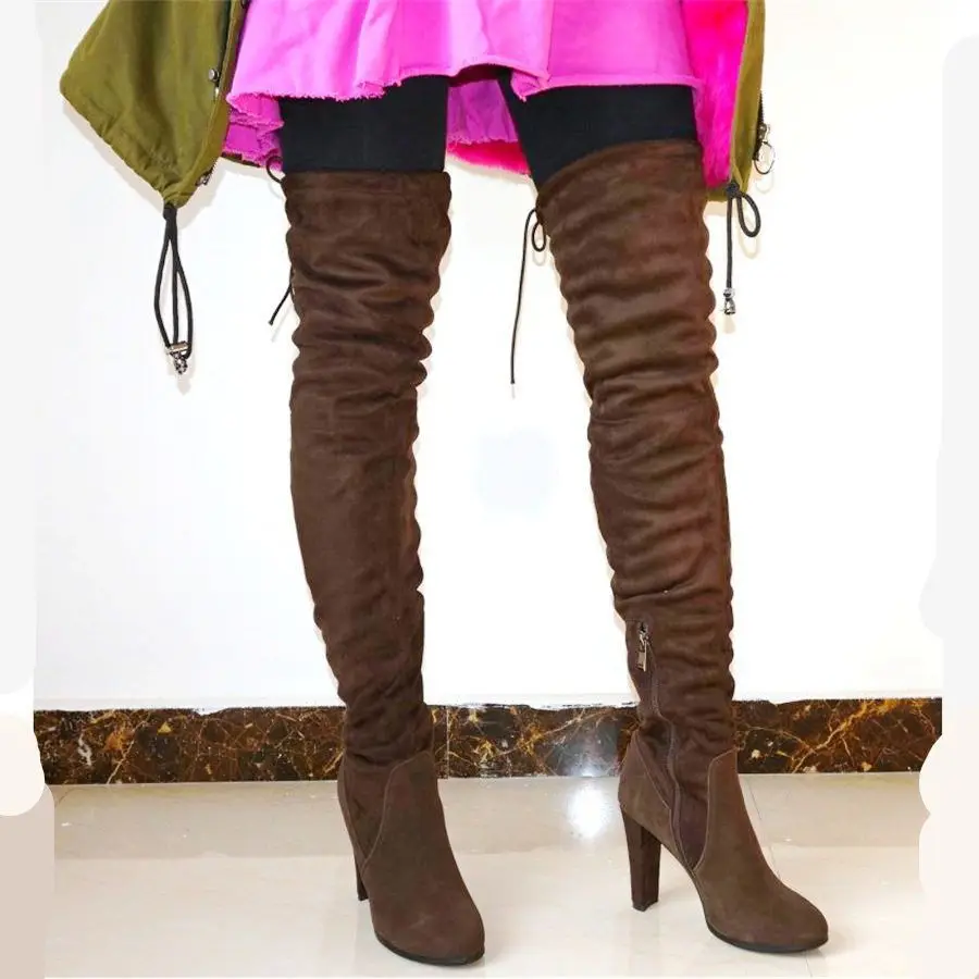 

Women Winter Warm Thigh High Boots Over the Knee High Heel Pumps Tall Long Stretchy Thigh Boots Casual Party