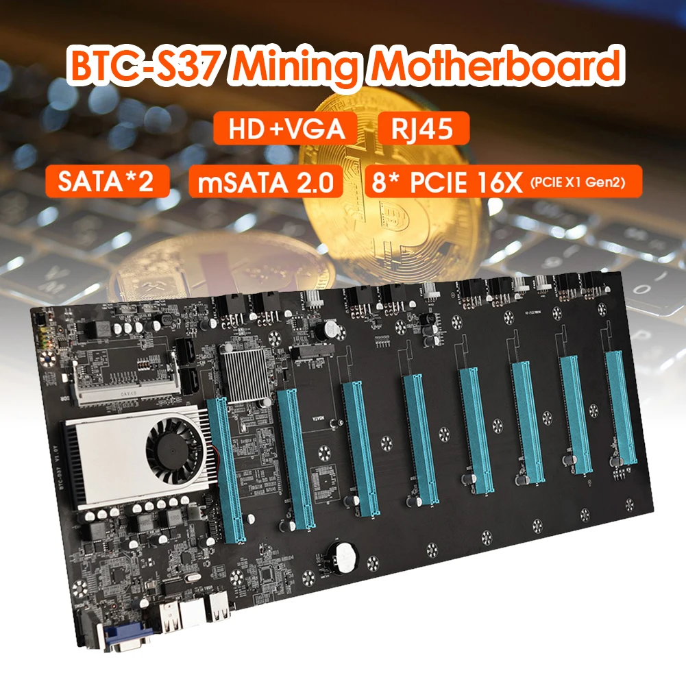 BTC-S37 Pro Mining Motherboard 8 PCIE 16X Graph Card SODIMM DDR3 SATA3.0