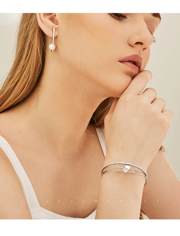 Серебряный трехслойный Открытый браслет V-Owl в форме сердца милый из нержавеющей