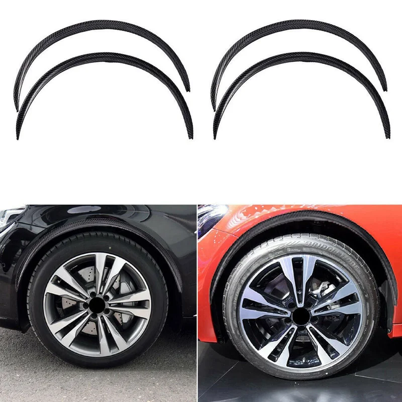 

4Pcs Car Tuning Carbon Fiber Car Wheel Eyebrow Arch Trim Lips Fender Flares Protector 28.7" Exterior Universal Car Accessories