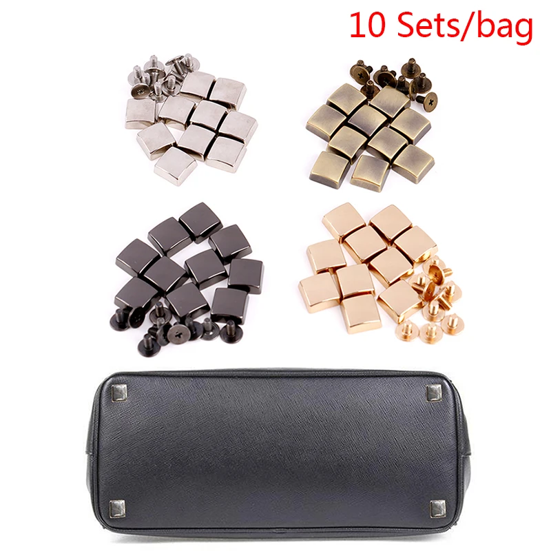 

10 Sets Bag Bottom Studs Rivets Buttons Screw For Bags Hardware Bag Accessories