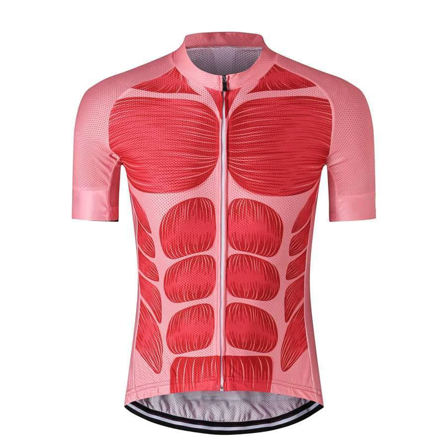 

HIRBGOD 2020 New Men Funny Red Cycling Jersey Summer Short Sleeve Bike Clothing Anatomy Muscle Abs Cycling Tops Ciclismo,HK552