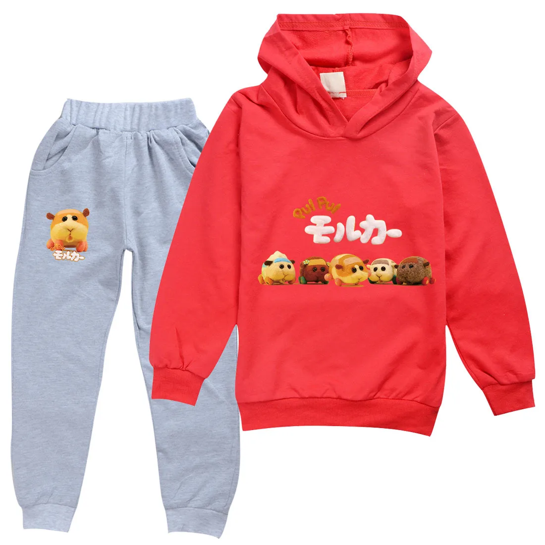 

2-16 Kids Tracksuit Autumn Boy Clothing Sets Cartoon Pui Pui Molcar Hoodie Pants 2pcs Suits Toddler Girls Outfits Child Clothing