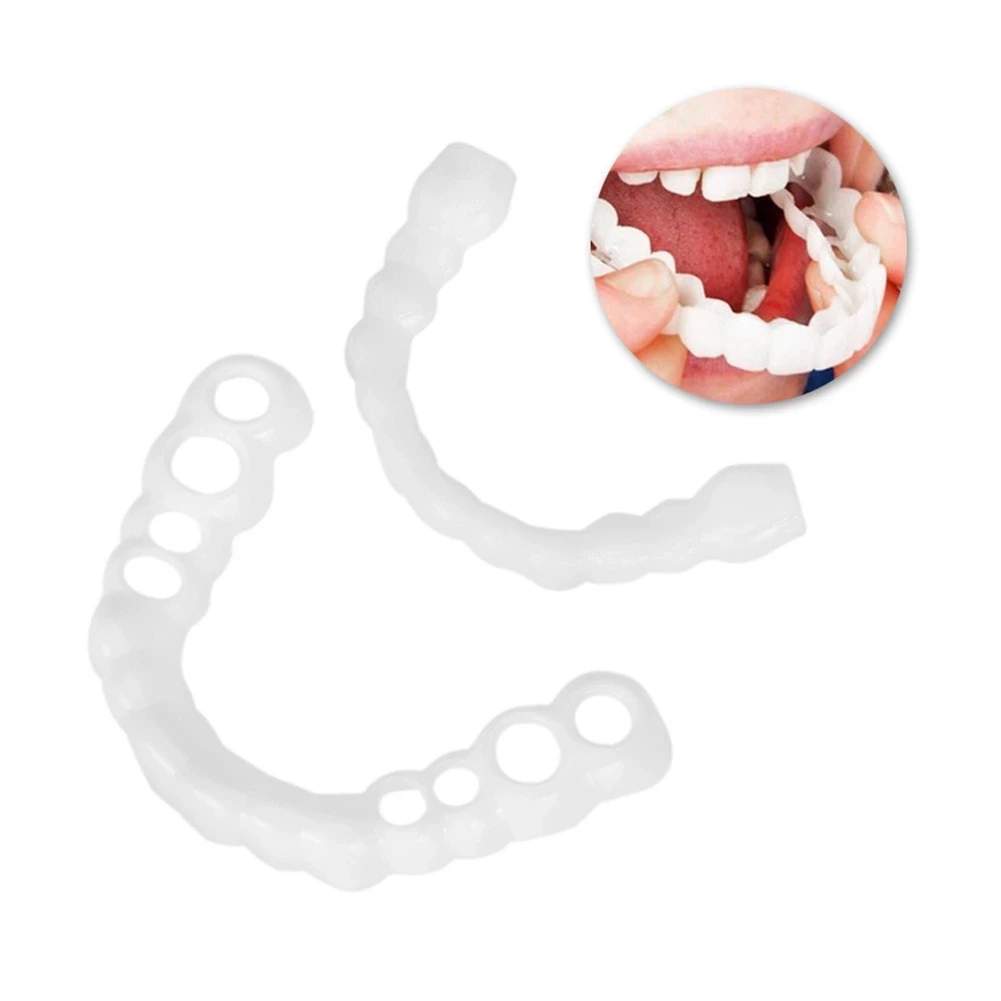 

1 pair Smile Teeth Fake Tooth Cover Upper/Lower False Teeth Veneers White Teeth Whitening Denture Braces Cover Teeth