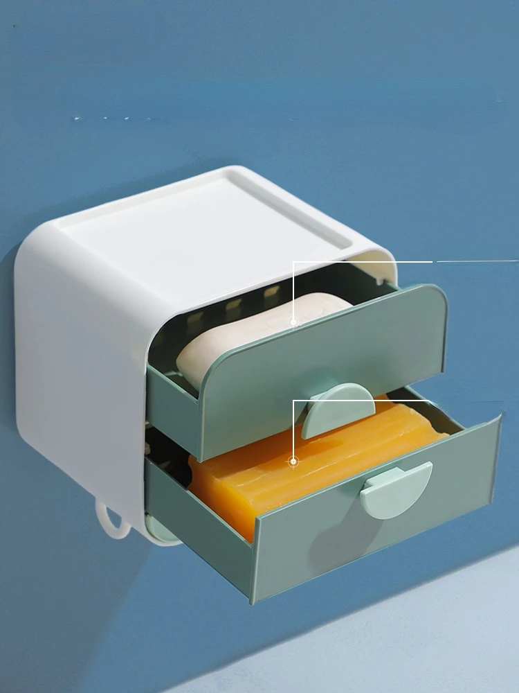 

Двухслойная сливная посуда для мыла в ванную комнату, пластиковая клейкая двухслойная сливная посуда для дома, мыло для хранения, мыльница ...