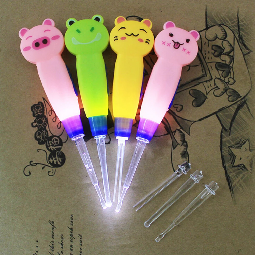 LED Cartoon Baby Care Ears Spoon Child Cleaning Tool Earwax with Light Digging Luminous Dig Ear Syringe Ear-picker Product | Мать и