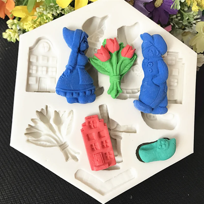 Molde de silicona con forma de flor de princesa para cocina, herramienta para hornear pasteles, Fondant, Chocolate, postre, decoración de encaje