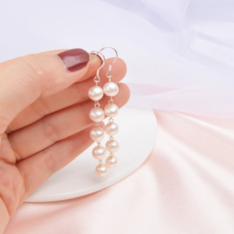 Женские длинные серьги ASHIQI модные корейские драгоценности из серебра 925 пробы с