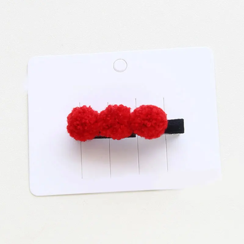 1 шт. детские мягкие заколки для волос с помпоном из трех меховых шариков |