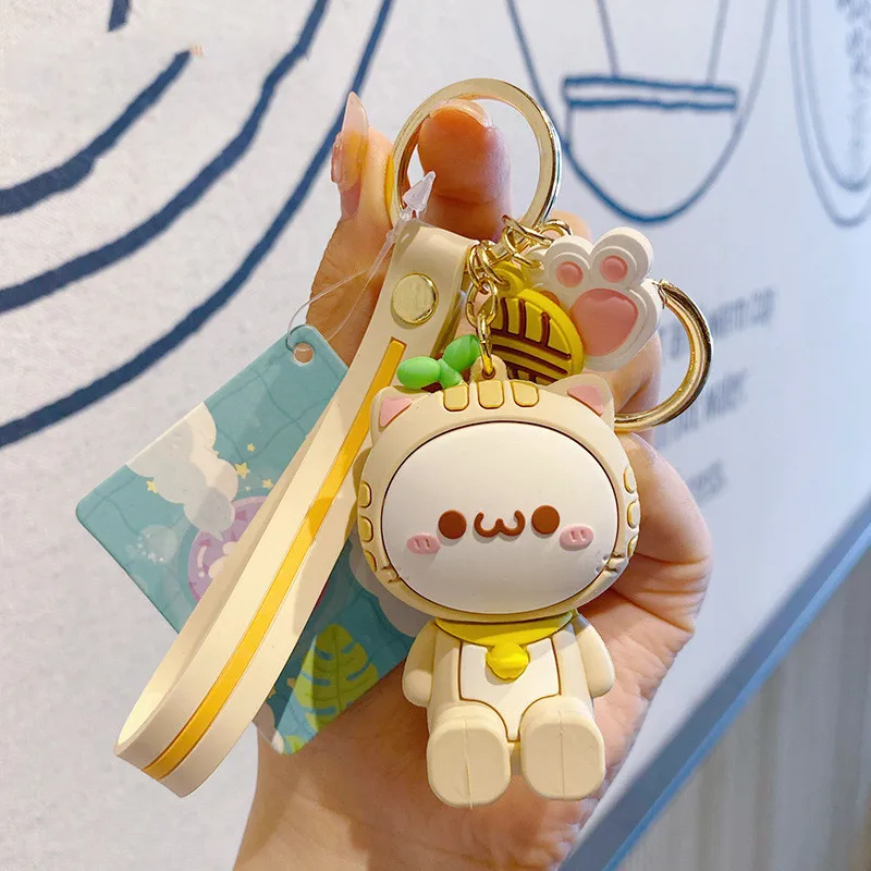 

Anime Doll Key Chain Creative Expression Dumpling Toys Yan Text Bubble Keychains White Foam Kids Baby Doll Funny Gift Keyring