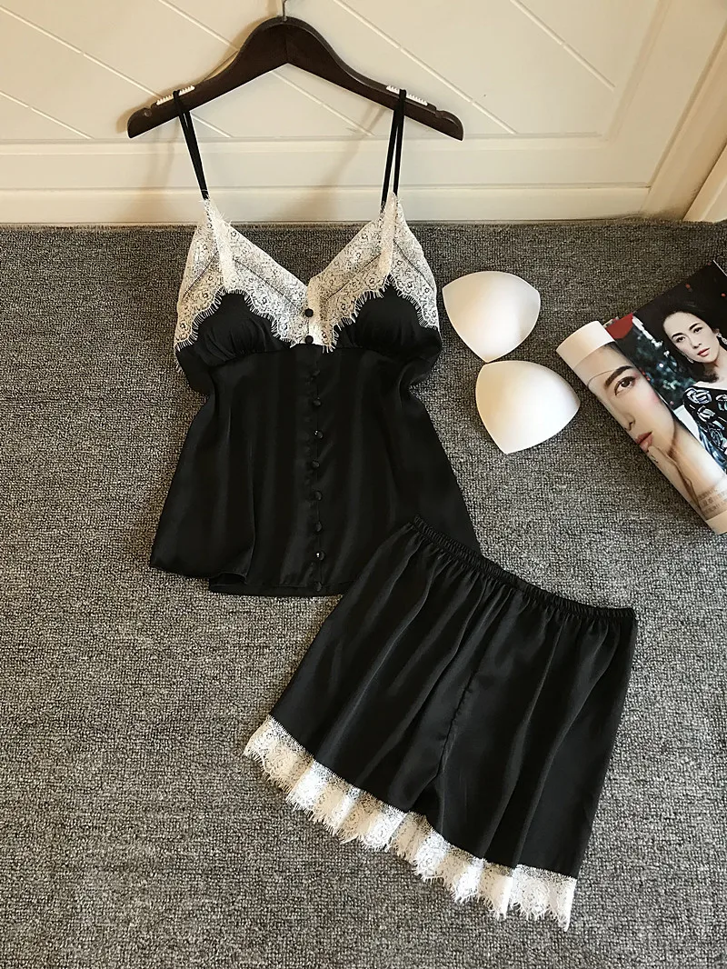 Кружевная отделка атласная Милая бордовая ночная рубашка комплекты