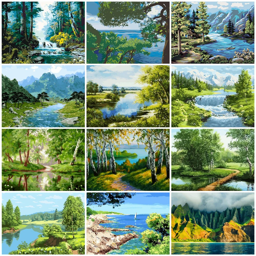 

HUACAN краска по номерам пейзажи акриловый рисунок холст масляная краска ing по номерам полный набор для взрослых украшение дома подарок