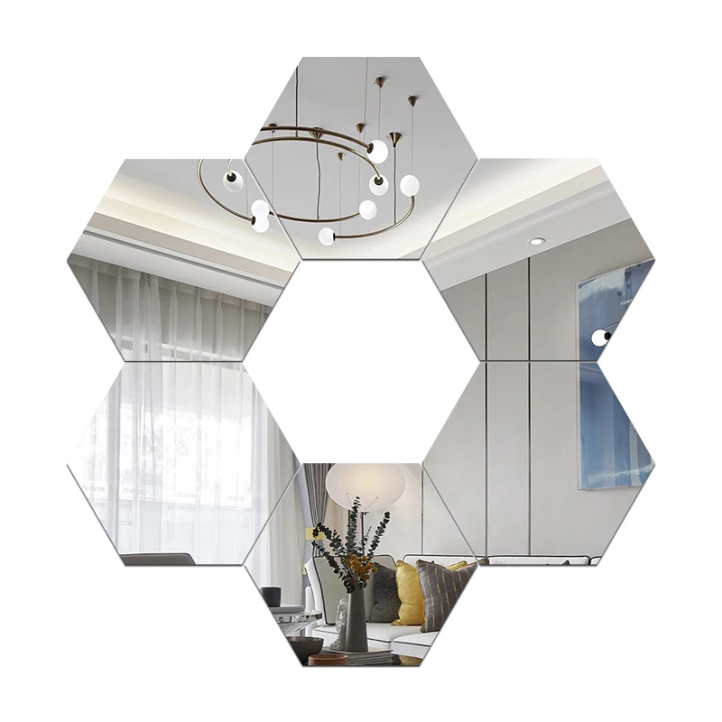 Самоклеящаяся Шестигранная трехмерная зеркальная Настенная Наклейка акриловая