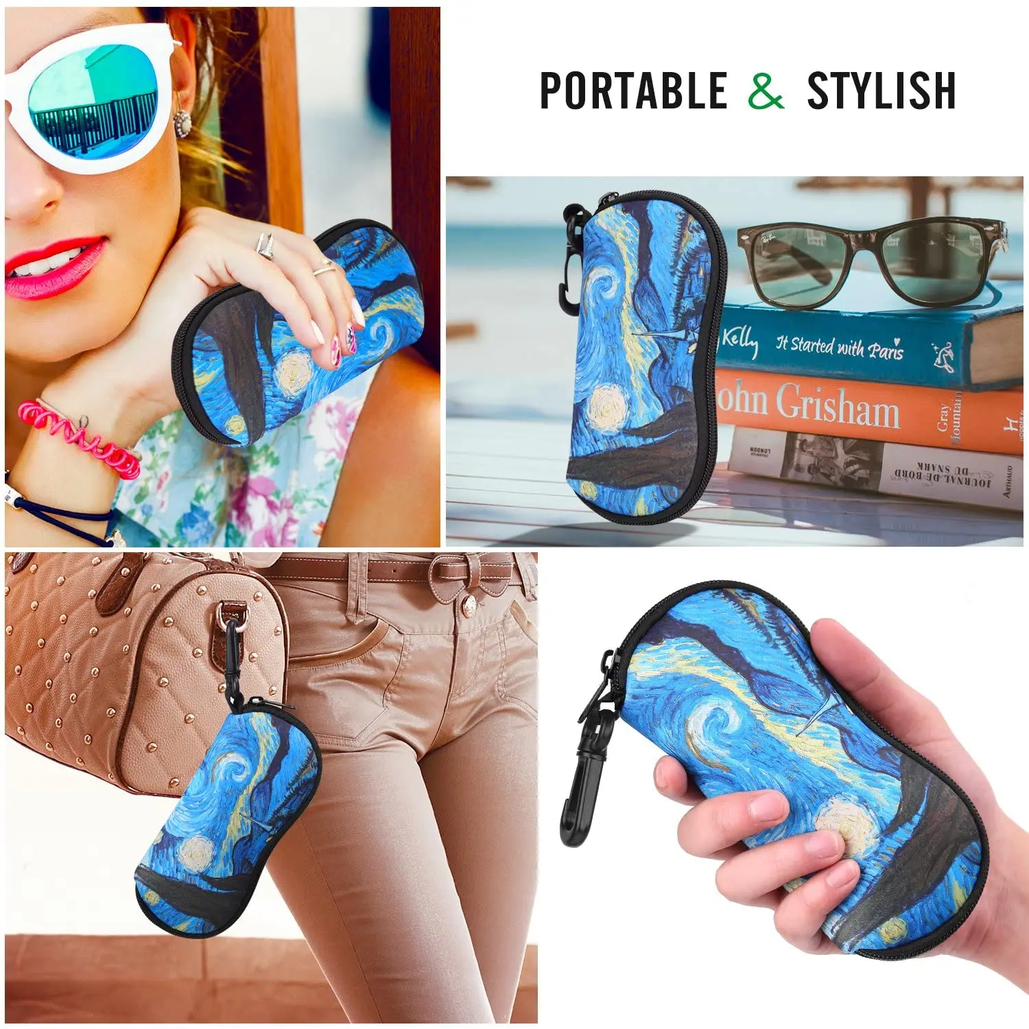 

Hot Sale New Fashion Sunglasses Soft Case Ultra Light Neoprene Zipper Eyeglass Case With Belt Clip Glasses Bag Sunglass Pouch