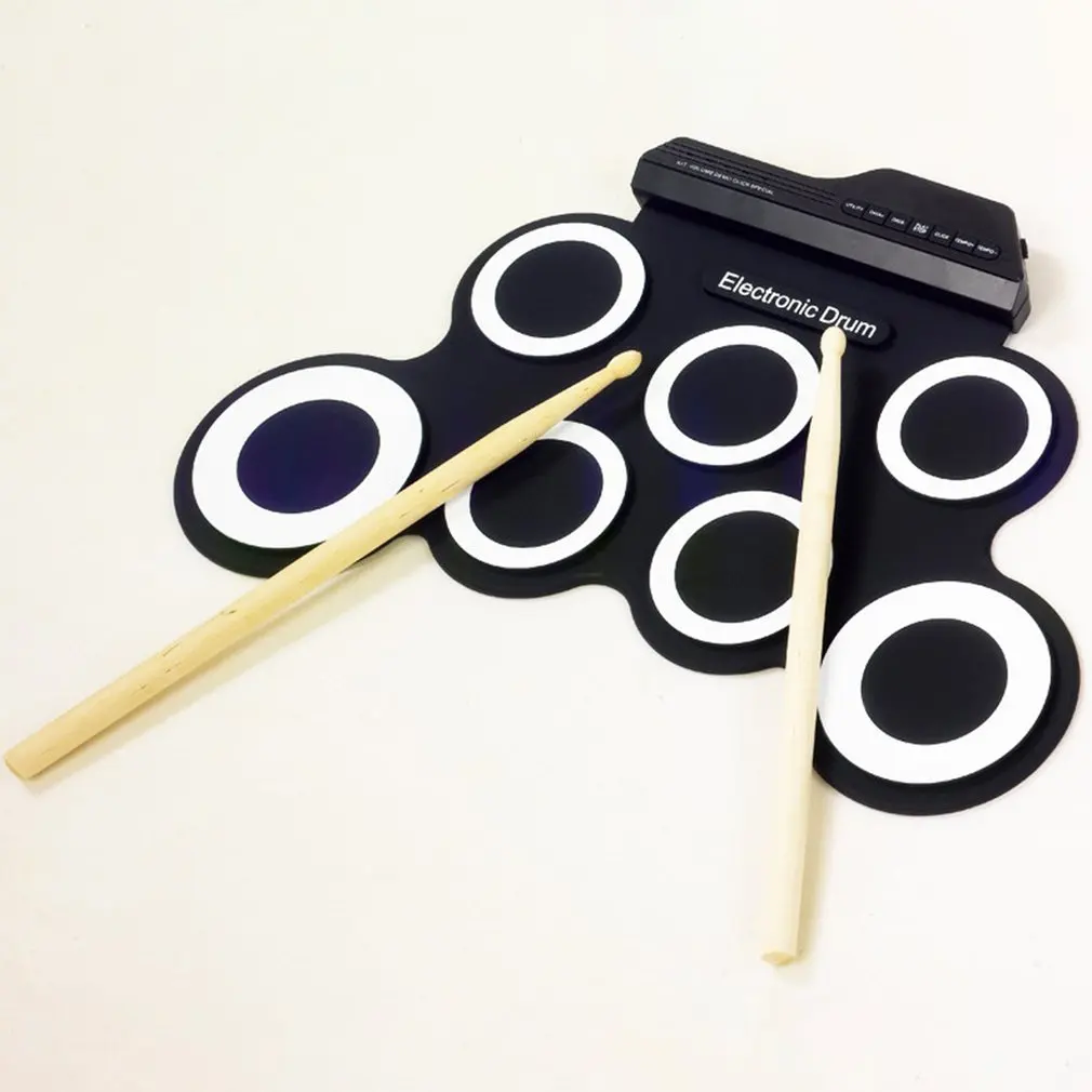 Портативный электронный цифровой USB 7 колодки рулон барабана набор силиконовые