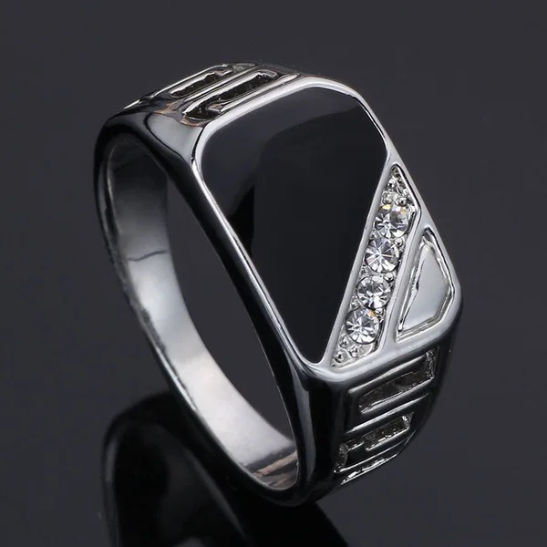 

Hot sale punk style dripping rings European and American classic square fashion men's rings alloy ring jewelry