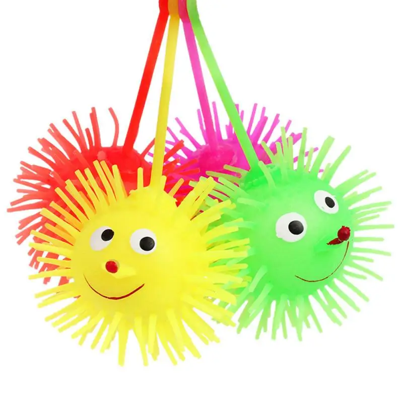 

Elastic glow hair ball vent ball croquet child soft rubber toy Cartoon LED Light Up Glowing Hair Flash Ball Baby Elastic gifts
