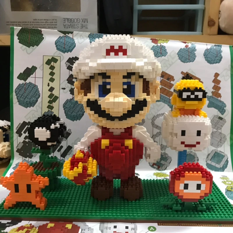 ZMS 3491 Игра Супер Марио Огненный цветок звезда 3D модель DIY алмазные мини