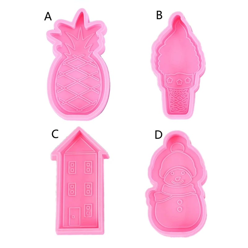 

Pineapple House Snowman Keychain Epoxy Resin Mold Jewelry Pendants Silicone Mould DIY Crafts Decorations Casting Tools