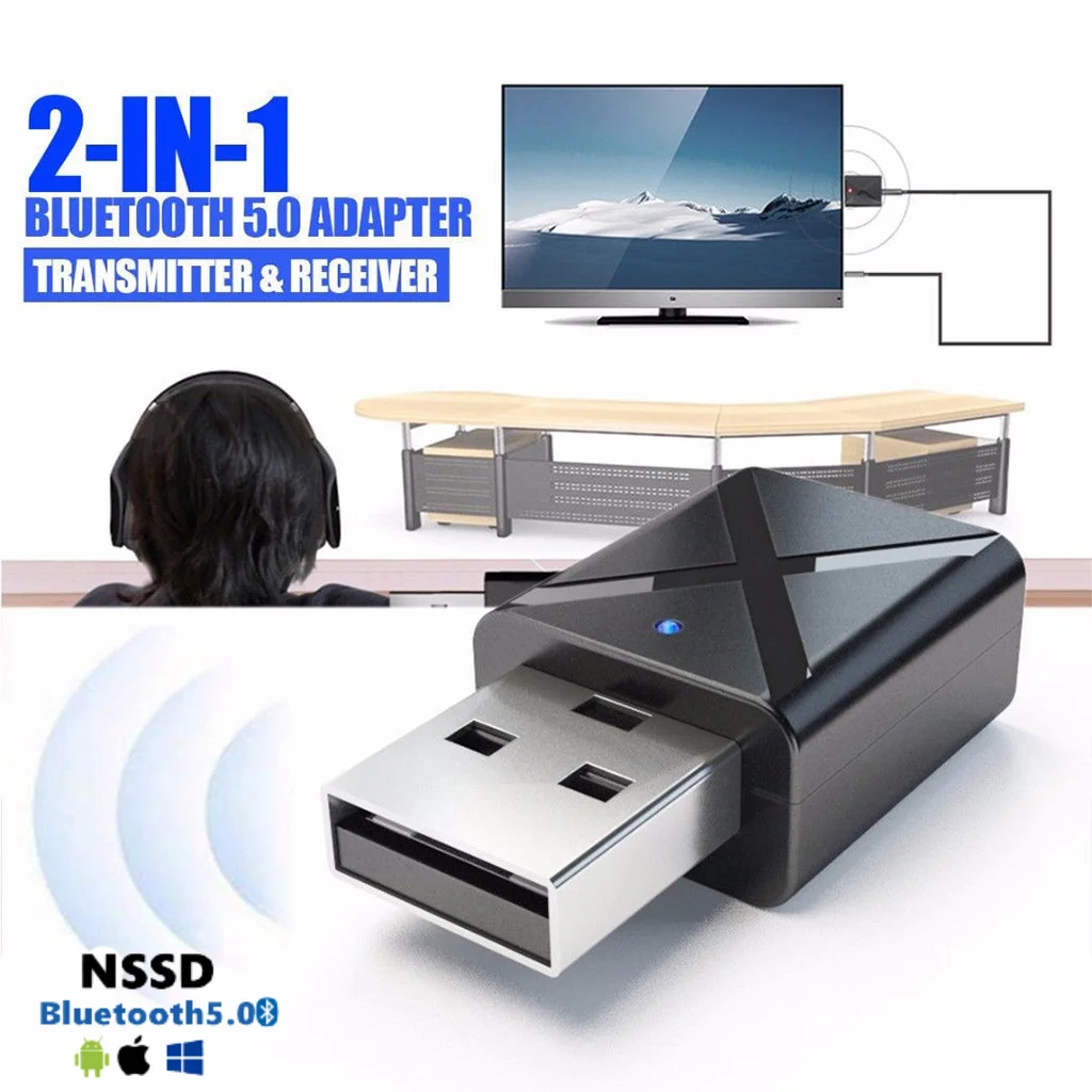 

USB Bluetooth Receiver 3.5 Audio Transmitter Adapter For TV/PC Headphone Speaker Bluetooth5.0 Audio Transmitter/receiver Adapte