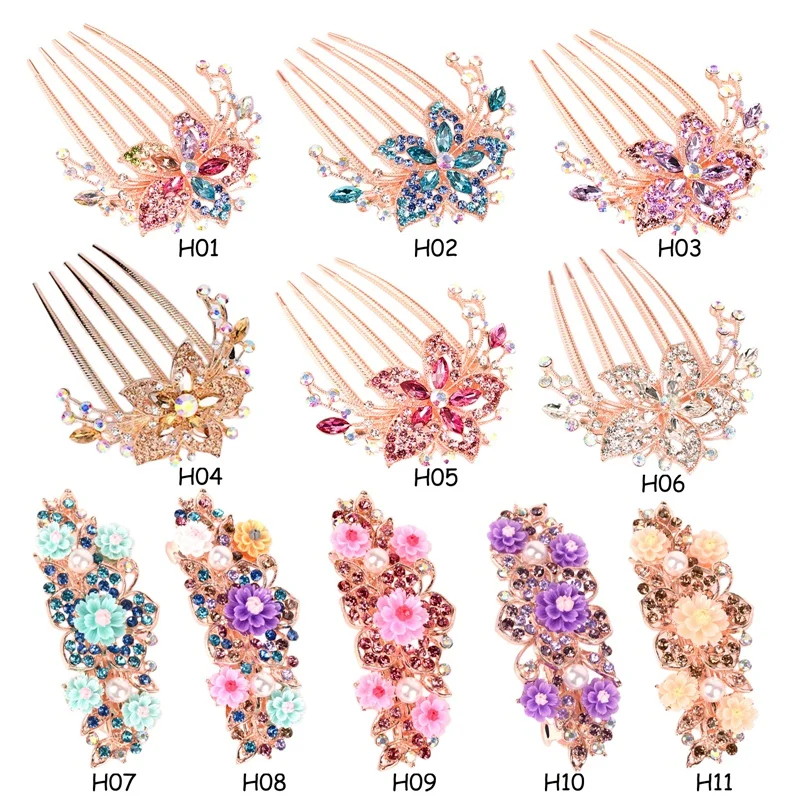 

Diamond insert alloy comb, hair accessories, five teeth, fully combinable plate, hairpin