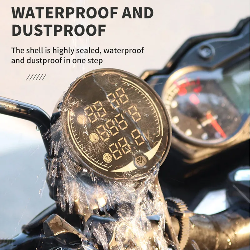 3 in1 Black Motorcycle LED Voltmeter Clock Universal Electronic Digital Thermometer Temperature Schedule Outdoor Essential | Автомобили и