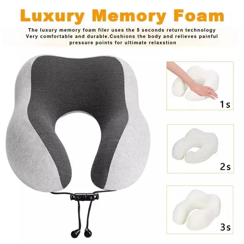 Подушка для шеи с эффектом памяти мягкая U-образная объемная дорожная подушка