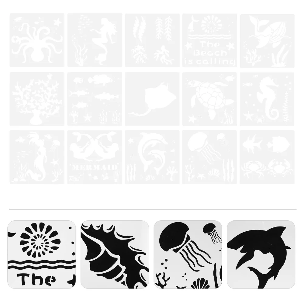 

20pcs Marine Mermaid Drawing Stencils Hollow Creative Painting Template