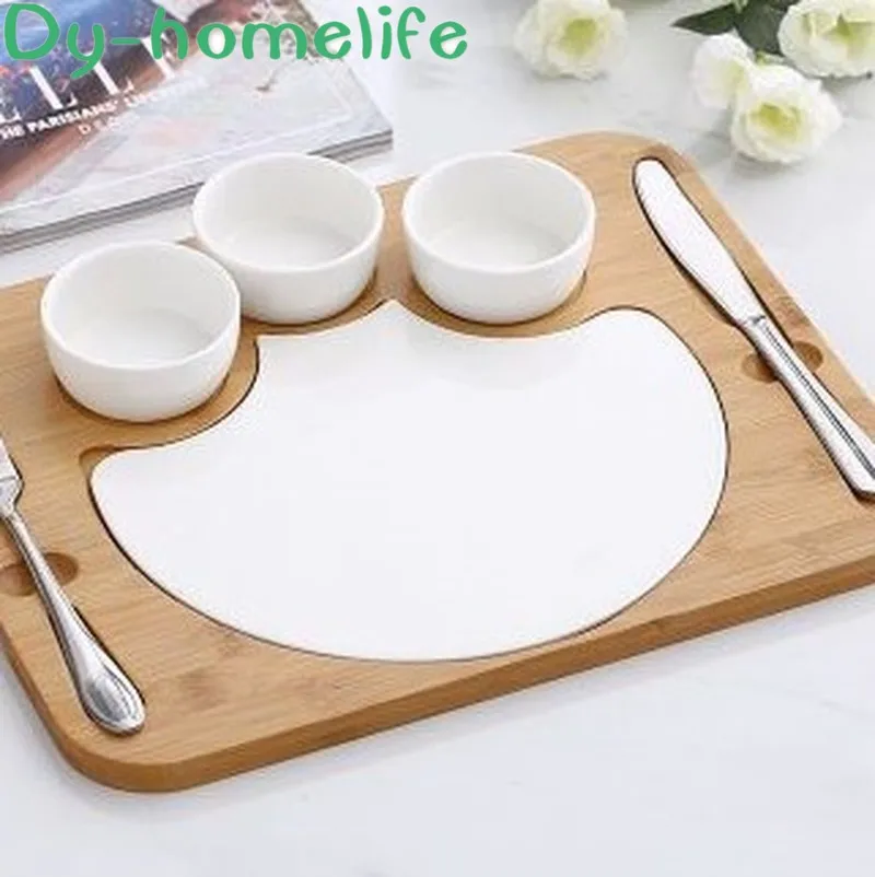 Набор керамической посуды в скандинавском стиле деревянная тарелка для приправ