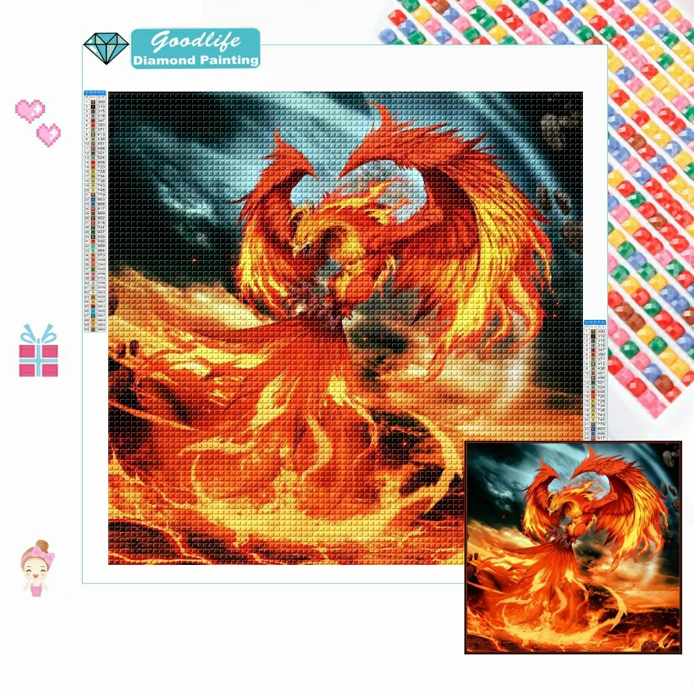 

5D DIY алмазная живопись огонь воет Феникс мозаика искусственная квадратная/круглая вышивка крестиком Стразы домашний декор