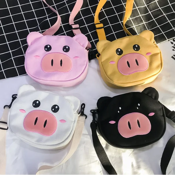 

Casual Canvas Children's Mini Crossbody Bags Baby Girls Cute Pig Small Shoulder Bag Boys Kids Gift Accessories Coin Purse Bag