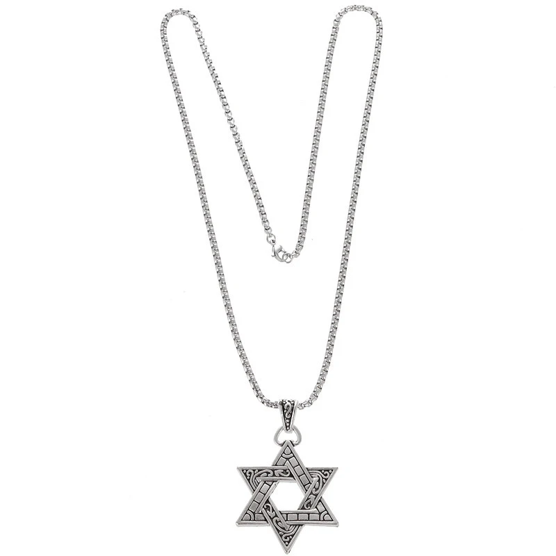 

Classic Hexagram Pendants Necklaces For Religious Fashion Harajuku Stainless Steel Star of David Necklace Charm Jewelr