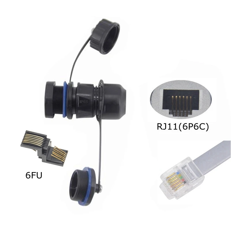 Кабель телефонной линии водонепроницаемый RJ11Connector RJ 11 M20 6P6C адаптер с прямой