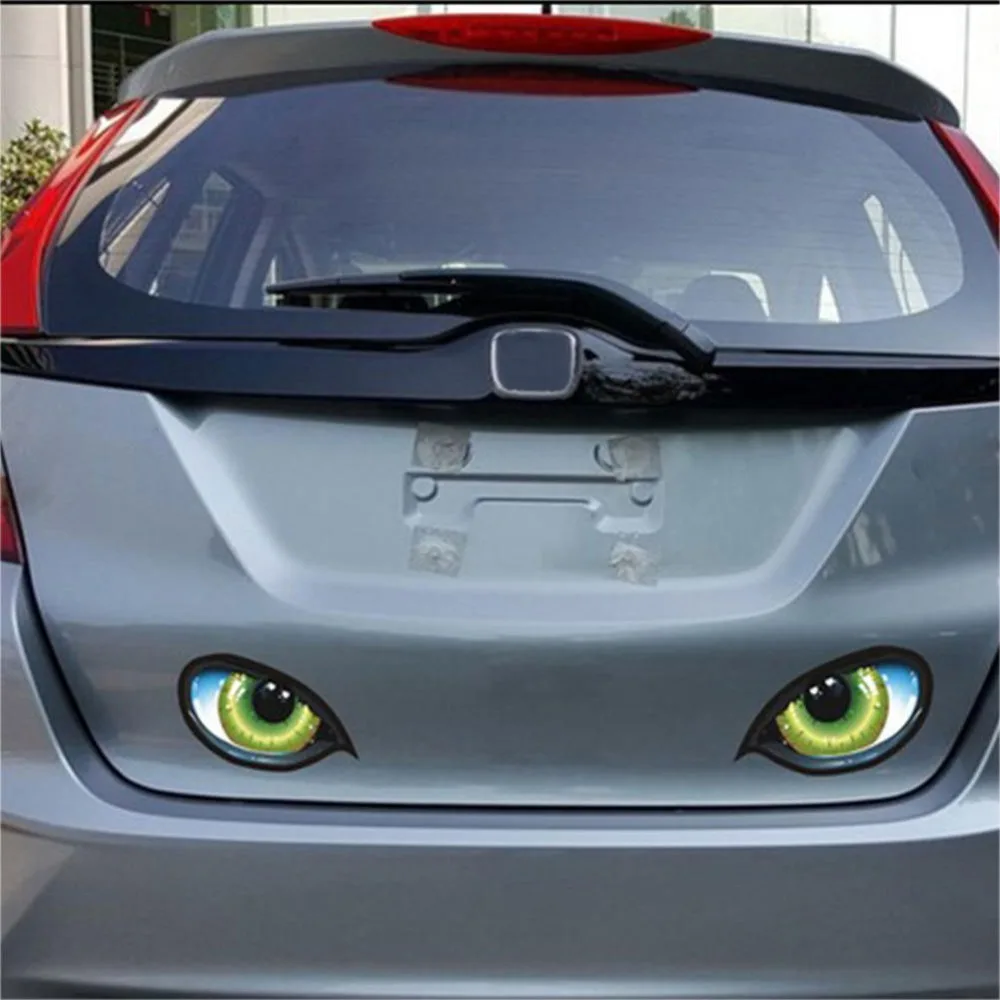 

2Pcs 3D Stereo Reflective Cat Eyes Car Sticker Car Auto Side Fender Eye Stickers Adhesive Creative Rearview Mirror Deca #269128