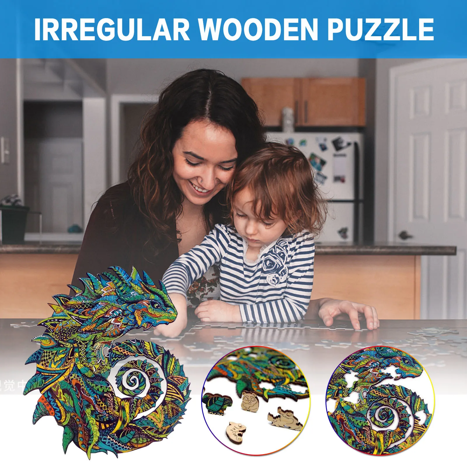

3D Wooden Jigsaw Puzzle For Adult And Children Educational Holiday Gift Dinosaur Irregular Puzzle Paper Fidget Toys Montessori