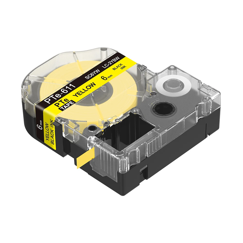1 шт. Kingroad SC6YW LC-2YBW 6 мм совместимые черные на желтой этикетке ленты для Epson& King JIM принтеры этикеток